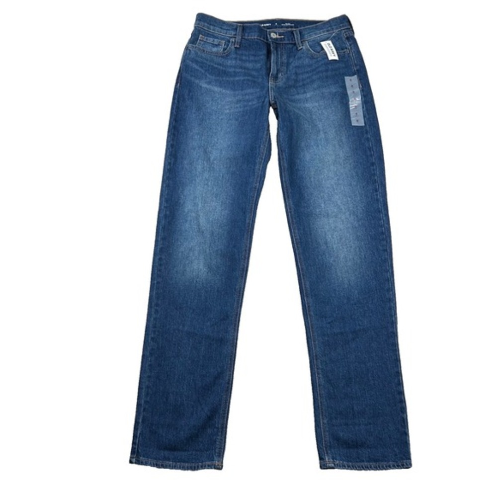 Old Navy Jeans Womens‎ 6L Long Mid-Rise Wow Boyfriend Dark Denim Faded